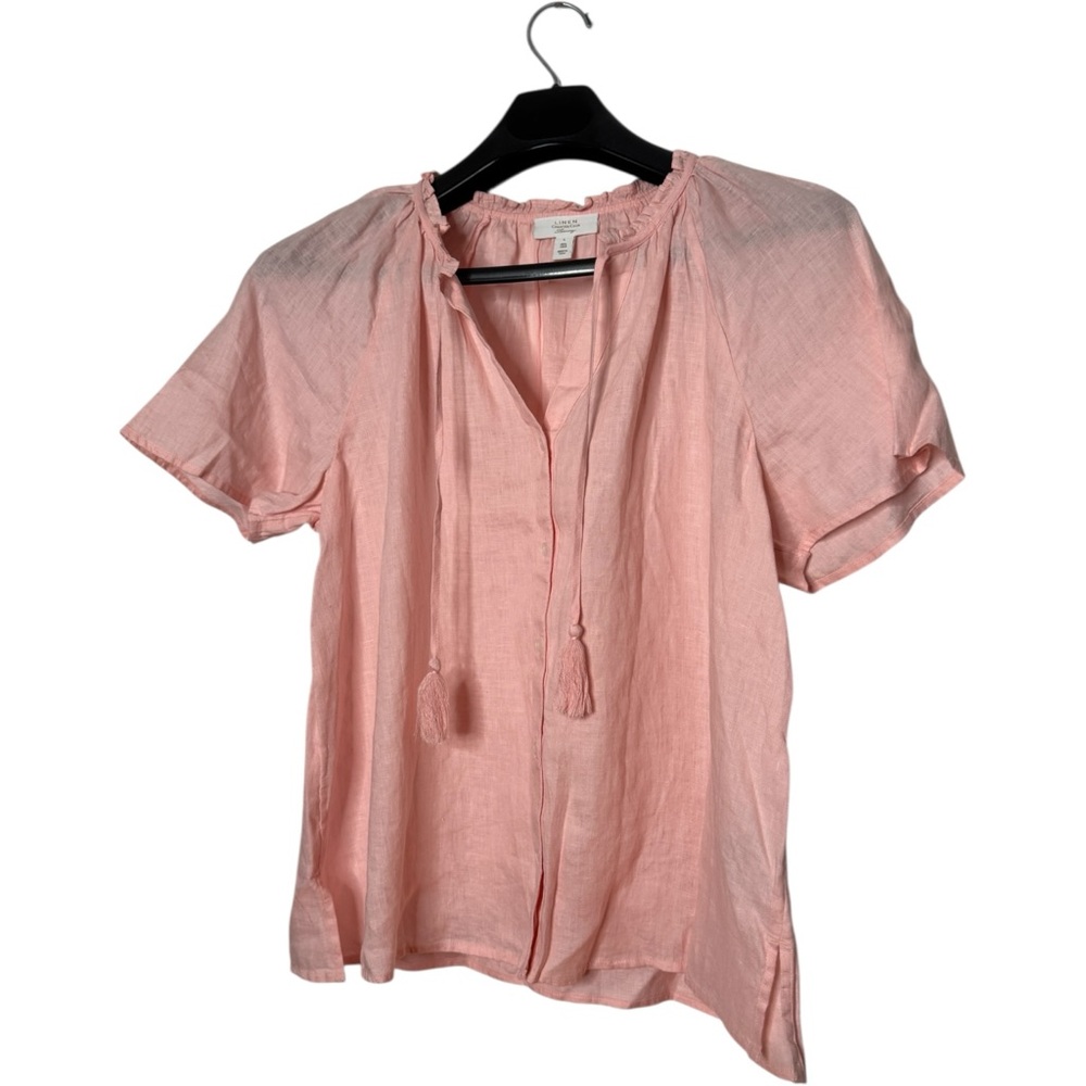 Charter Club linen Pink Tassel Blouse